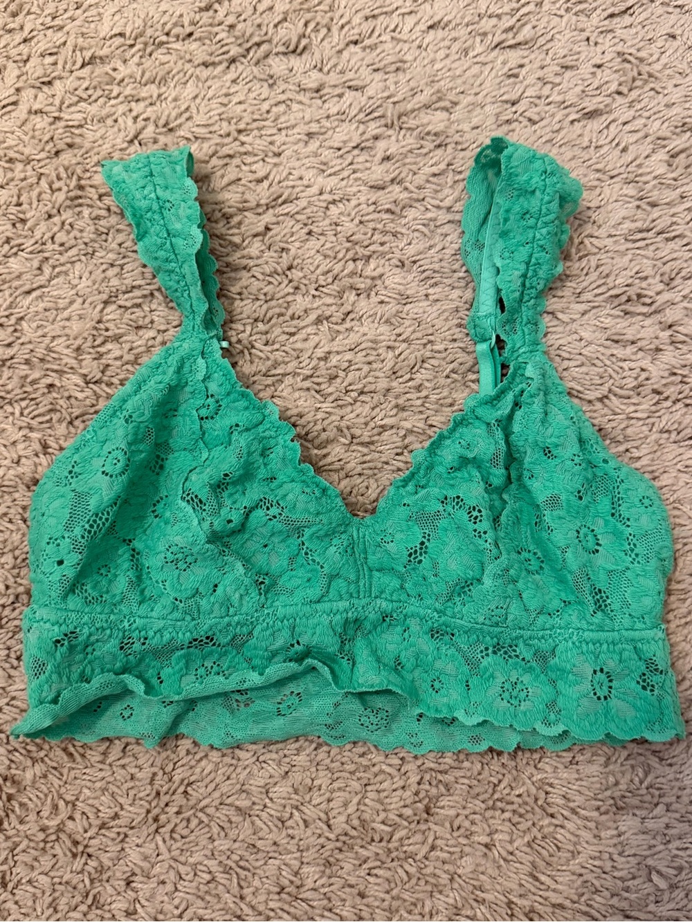 aerie Teal Crochet Lace Bralette